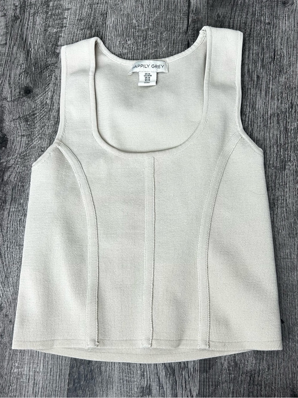 Happily Grey Cream Tank Top with Sculpted Seams